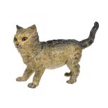 CATS.  A VIENNESE COLD PAINTED BRONZE INKWELL IN THE FORM OF A KITTEN, C1900  the head hinged to