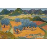 †FREDERICK JOHN PYM GORE, CBE, RA (1913-2009) OLIVE TREES LES BEAUX  signed, signed again, dated