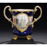 A ROYAL CROWN DERBY LOVING CUP, C1905 finely painted by A Gregory and C Gresley, both signed, with