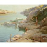 †JOHN RICHARD TOWNSEND (1930-2013) DEIA MAJORCA  signed with initials, oil on canvas, 39.5 x 49.