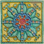 SIXTY DUTCH FOUR INCH CLOISONNÉ STYLISED FLOWER TILES   DESIGNED BY L E F BODART AND MANUFACTURED BY