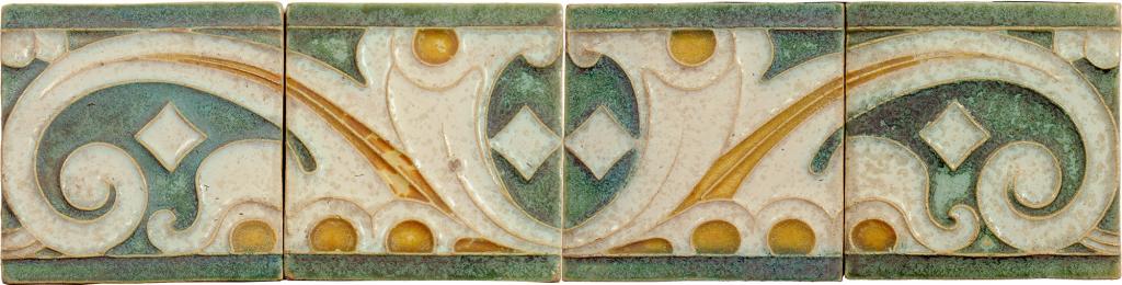 ONE HUNDRED AND SIXTY THREE DUTCH FOUR INCH CLOISONNÉ BORDER TILES en suite with the three preceding