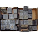 FIVE HUNDRED AND SIXTY EIGHT RELIEF MOULDED AND METALLIC OXIDE GLAZED TILES, VARIOUS SIZES,