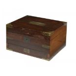 A VICTORIAN BRASS MOUNTED ROSEWOOD DRESSING CASE, C1860 with drawer, the divided interior lined in