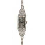 A BIRKS ART DECO DIAMOND COCKTAIL WATCH, C1940   with alternate square set diamond and plain link