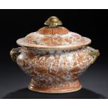 A CANTON ORANGE MONOCHROME EXPORT PORCELAIN SOUP TUREEN AND A COVER, EARLY 19TH C painted with