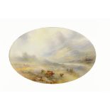 A PAIR OF ROYAL WORCESTER OVAL PLAQUES, 1919  painted by J Stinton,  both signed, with Loch Lomond