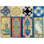TWENTY-SEVEN DUTCH FOUR X TWO INCH  INCH CLOISONNÉ OWL, WINDMILL OR OTHER DECORATIVE TILES,