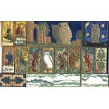 TWENTY-SEVEN DUTCH FOUR X EIGHT AND A HALF INCH AND SMALLER CLOISONNÉ TILES DESIGNED BY  L E F