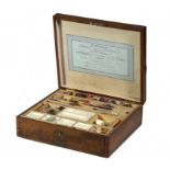 AN ENGLISH MAHOGANY ARTIST'S BOX BY RUDOLPH ACKERMANN, EARLY 19TH C  with brass stringing and fitted