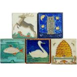 FIFTY DUTCH FOUR INCH CLOISONNÉ TILES, VARIOUS DESIGNS BY L E F BODART AND MANUFACTURED BY DE