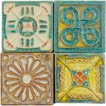 SEVENTY-TWO DUTCH FOUR INCH CLOISONNÉ TILES INCLUDING GOLD LUSTRE EXAMPLES DESIGNED BY L E F