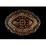 AN ITALIAN TORTOISESHELL AND PIQUE TRAY, NEAPOLITAN, MID 18TH C  12.5 x 17cm ++V shaped section of
