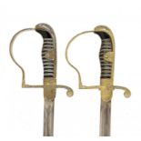 TWO GERMAN, THIRD REICH, ARMY OFFICER'S SWORDS  stamped squirrel trademark and EICKHORN SOLINGEN