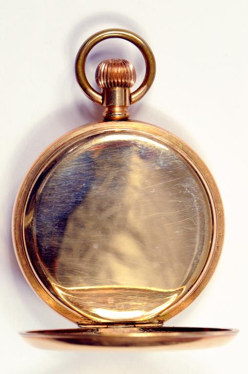 A GOLD PLATED KEYLESS LEVER HALF HUNTING CASED WATCH - Image 3 of 4