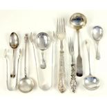 MISCELLANEOUS SMALL SILVER FLATWARE, MAINLY 19TH AND EARLY 20TH CENTURY, INCLUDING A CONTINENTAL
