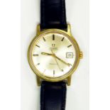AN OMEGA GOLD PLATED SELF WINDING GENTLEMAN'S WRISTWATCH WITH DATE