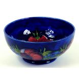 A MOORCROFT ANEMONE BOWL DESIGNED BY WALTER MOORCROFT, IMPRESSED MARKS, BLUE PAINTED INITIALS