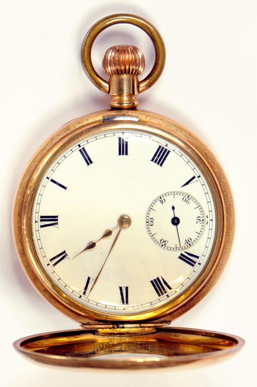 A GOLD PLATED KEYLESS LEVER HALF HUNTING CASED WATCH - Image 2 of 4