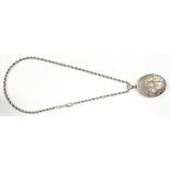 A VICTORIAN SILVER AESTHETIC LOCKET AND A SILVER ROPE NECKLET
