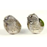 A PAIR OF EDWARD VII SILVER HATCHLING NOVELTY PIN CUSHIONS, CHESTER 1907