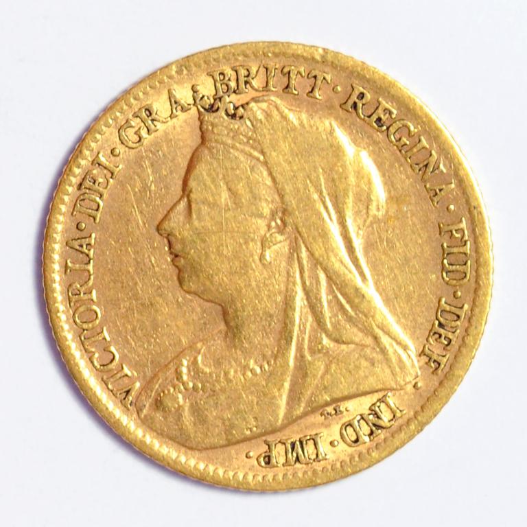 GOLD COINS.  SOVEREIGN 1900M AND HALF SOVEREIGN 1898