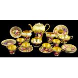 AN AYNSLEY FRUIT DECORATED TEA SERVICE