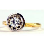 A DIAMOND SOLITAIRE RING IN GOLD, INDISTINCTLY MARKED AND ALSO MARKED PLAT, 4G