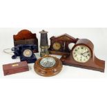 A BAKELITE MODEL 164 TELEPHONE, 1954, A VICTORIAN OAK AND BRASS WALL HANGING POSTBOX, A BRASS AND