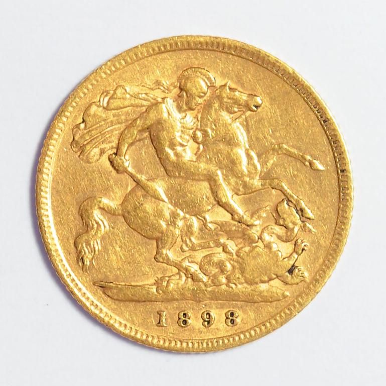 GOLD COINS.  SOVEREIGN 1900M AND HALF SOVEREIGN 1898 - Image 2 of 4