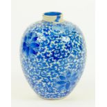 A CHINESE BLUE AND WHITE OVIFORM VASE, QING DYNASTY, 19TH CENTURY