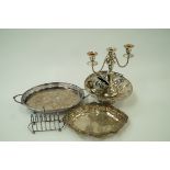 A collection of silver plated items