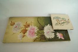A Victorian painted tile and one other