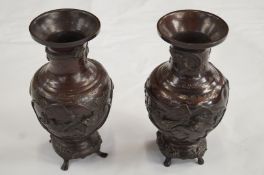 A pair of 19th century oriental bronze v