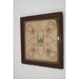 A framed embroidered silk dated 1916, So