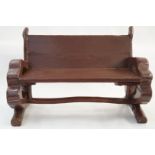 A carved wooden bench