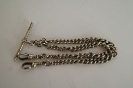 Silver double Albert watch chain 1922