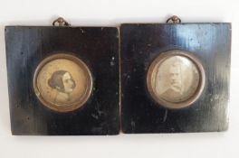 A pair of framed portraits miniatures