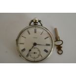 Silver key wind pocket watch London 1889