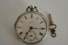 Silver key wind pocket watch London 1889