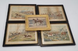 A set of four 19th century framed huntin