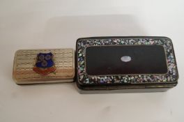 A mother of pearl box and a silver plate