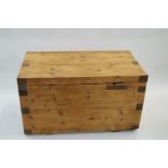 A stripped pine and oak blanket box