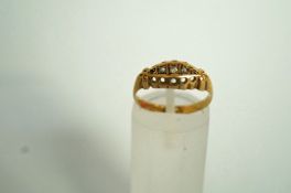 A five stone diamond 18 carat gold ring,