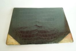A silver mounted crocodile skin folder/b