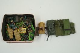 A collection of military toys including