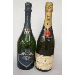 Two 75cl champagne Flagons, including Mo