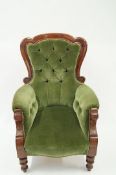 A Victorian mahogany button back chair