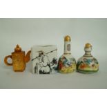 Two oriental snuff bottles and two other