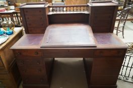 A Victorian twin pedestal work desk